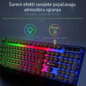 Set tipkovnice i miša s USB pozadinskim osvjetljenjem, žični za desktop i laptop