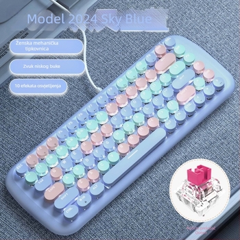 Žični mehanički set tipkovnice i miša sa miješanim osvjetljenjem, ABS plast, USB veza, bez naslona za zglob