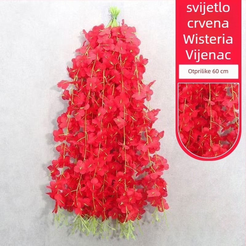 Umjetna vijestica vinova loza za unutarnju dekoraciju - jedna grana, materijali: plastika i svila, za vješanje na strop