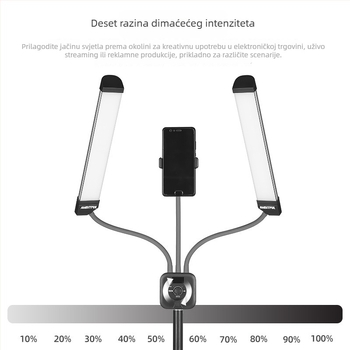 LED svjetlo s dvostrukim ramenima za prijenos uživo i fotografiju, model AL-20, 10-50W, 5V, uspravna montaža