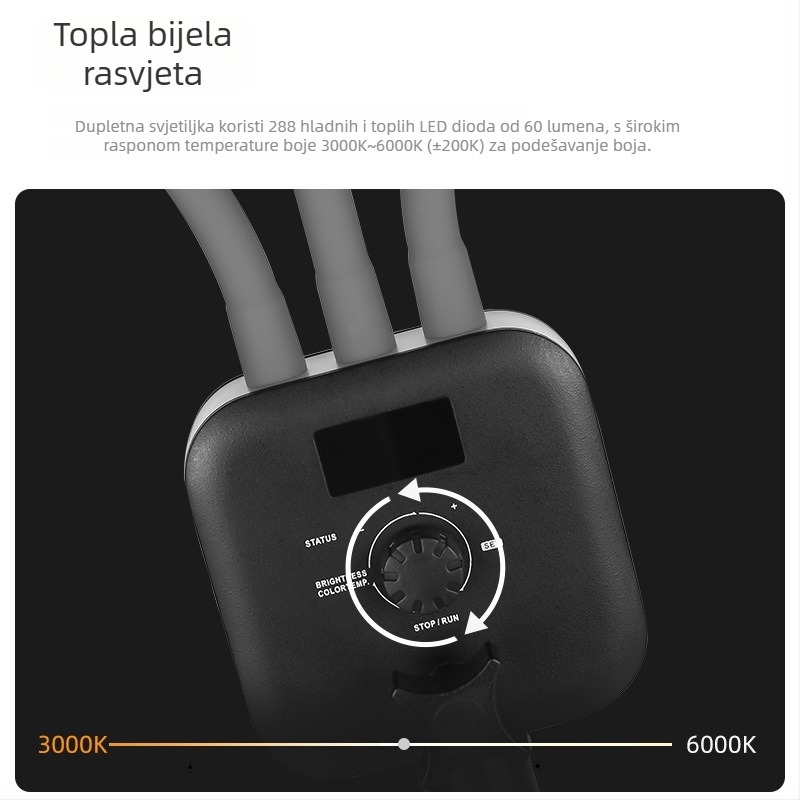 LED svjetlo s dvostrukim ramenima za prijenos uživo i fotografiju, model AL-20, 10-50W, 5V, uspravna montaža