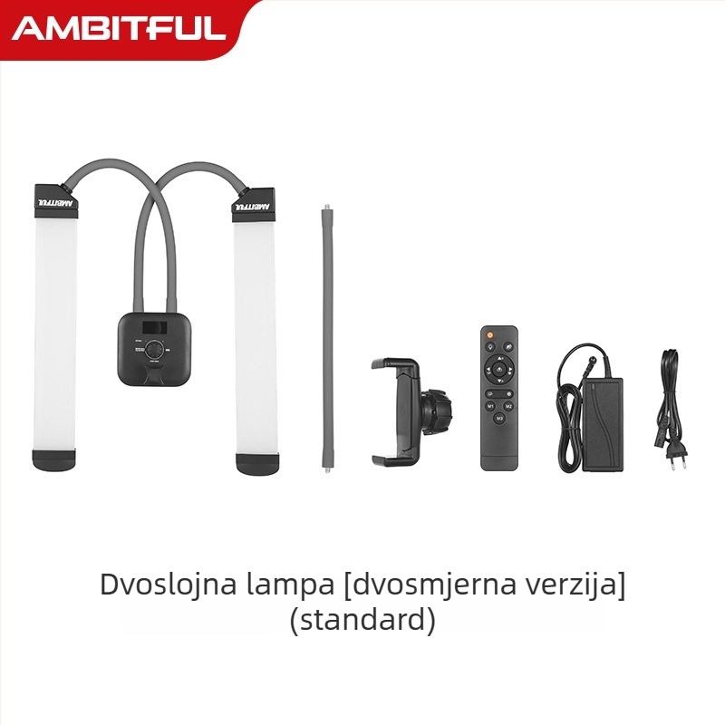 LED svjetlo s dvostrukim ramenima za prijenos uživo i fotografiju, model AL-20, 10-50W, 5V, uspravna montaža