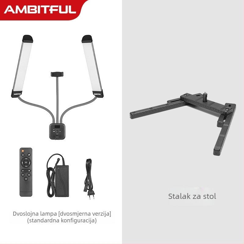 LED svjetlo s dvostrukim ramenima za prijenos uživo i fotografiju, model AL-20, 10-50W, 5V, uspravna montaža