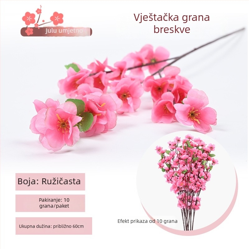 Umjetna grančica cvijeta breskve - plastične i svile cvijeće, model 19037836944, za kućnu dekoraciju i vanjsko uređenje vrta
