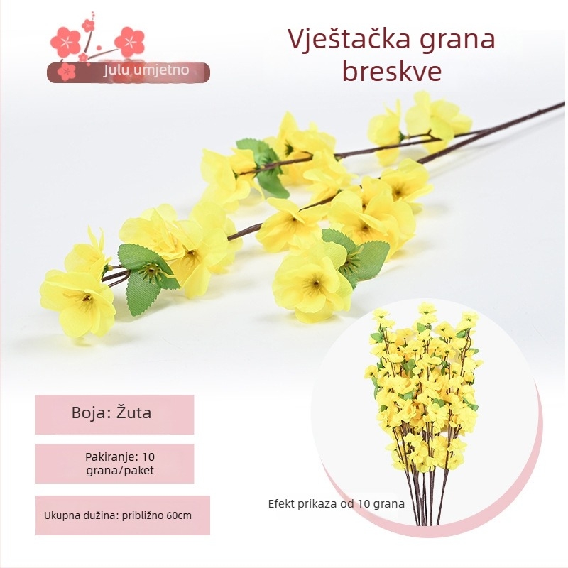 Umjetna grančica cvijeta breskve - plastične i svile cvijeće, model 19037836944, za kućnu dekoraciju i vanjsko uređenje vrta
