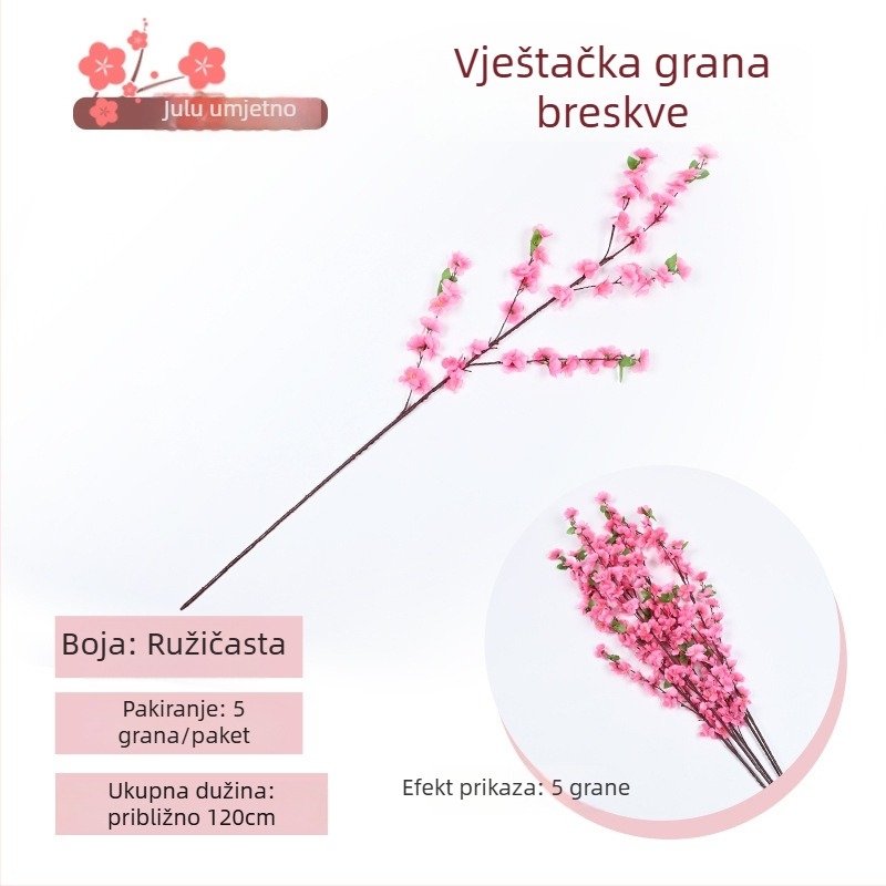 Umjetna grančica cvijeta breskve - plastične i svile cvijeće, model 19037836944, za kućnu dekoraciju i vanjsko uređenje vrta