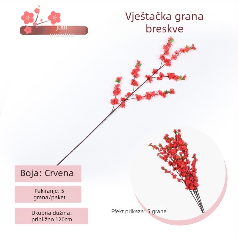Umjetna grančica cvijeta breskve - plastične i svile cvijeće, model 19037836944, za kućnu dekoraciju i vanjsko uređenje vrta