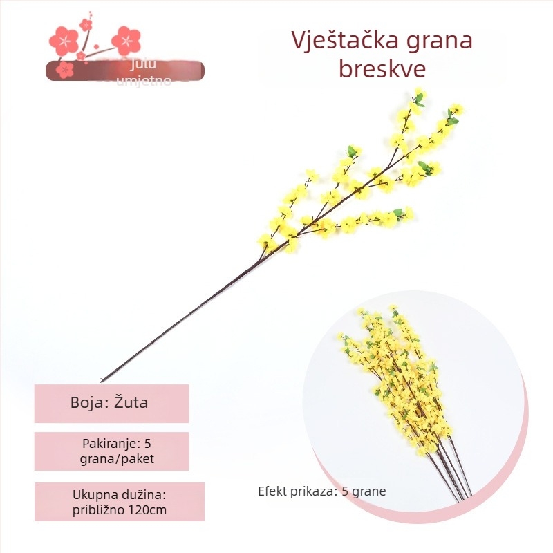 Umjetna grančica cvijeta breskve - plastične i svile cvijeće, model 19037836944, za kućnu dekoraciju i vanjsko uređenje vrta