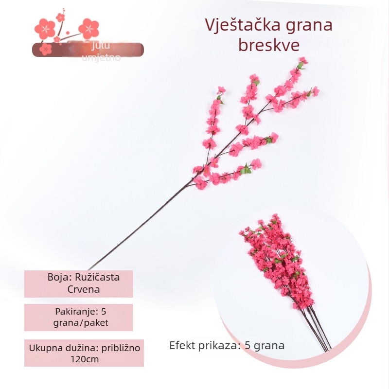 Umjetna grančica cvijeta breskve - plastične i svile cvijeće, model 19037836944, za kućnu dekoraciju i vanjsko uređenje vrta