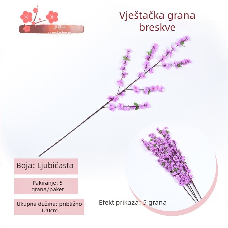 Umjetna grančica cvijeta breskve - plastične i svile cvijeće, model 19037836944, za kućnu dekoraciju i vanjsko uređenje vrta