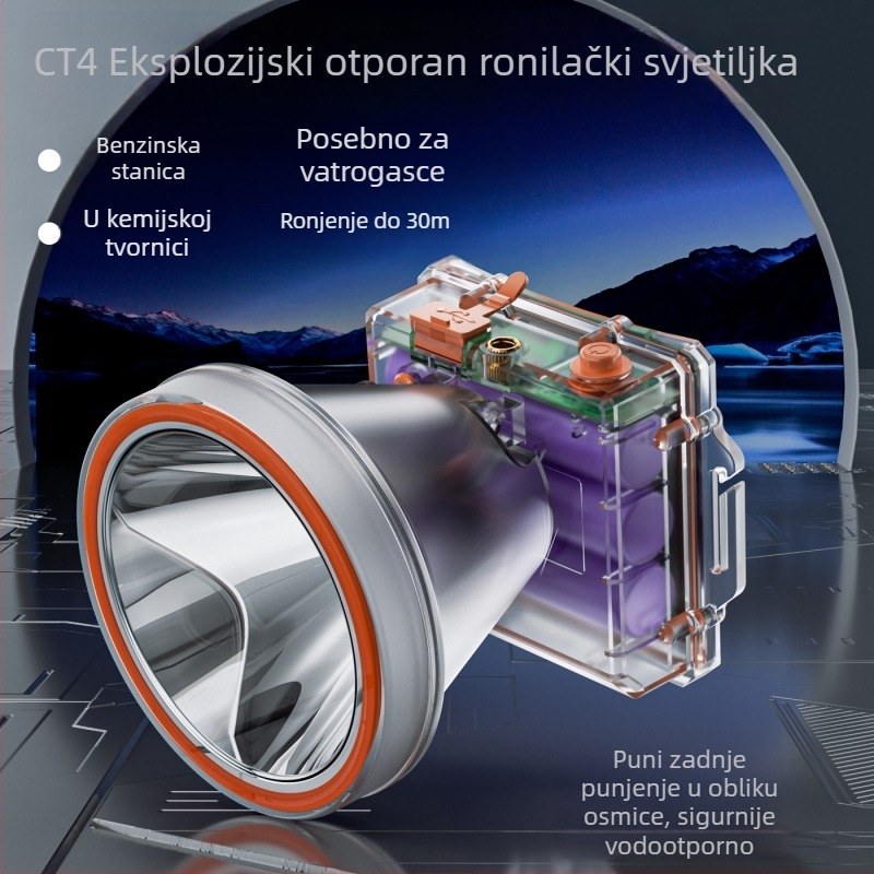 LED čelna lampica za podvodno fotografiranje, vodootporna, 10000mAh, 300W, domet 500 m+