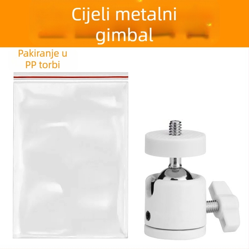 Pan-tilt glava za stativ (metalna konstrukcija, 360° horizontalno okretanje, 90° vertikalni nagib, navojni nosač, 65 g)