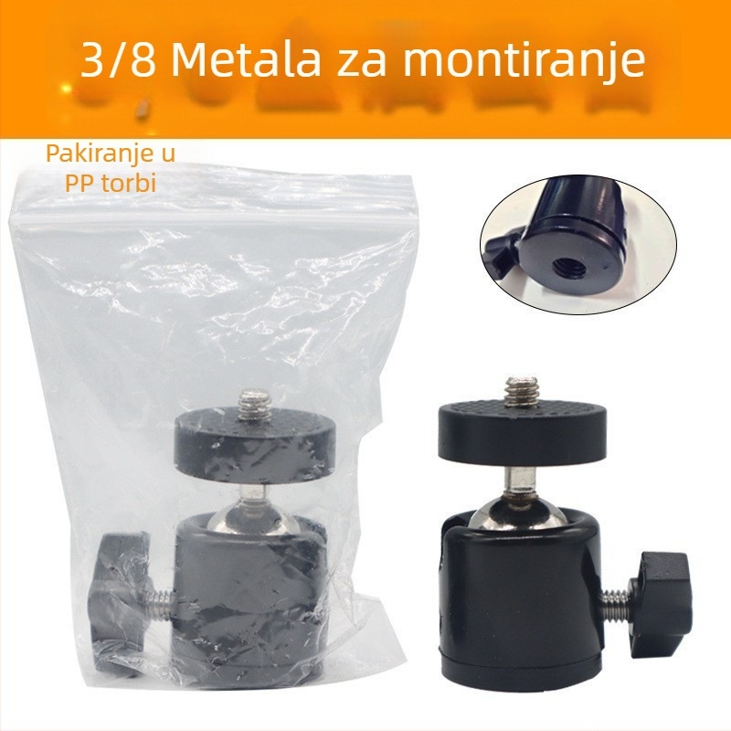 Pan-tilt glava za stativ (metalna konstrukcija, 360° horizontalno okretanje, 90° vertikalni nagib, navojni nosač, 65 g)