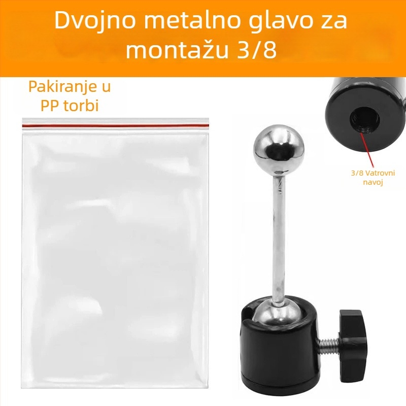 Pan-tilt glava za stativ (metalna konstrukcija, 360° horizontalno okretanje, 90° vertikalni nagib, navojni nosač, 65 g)