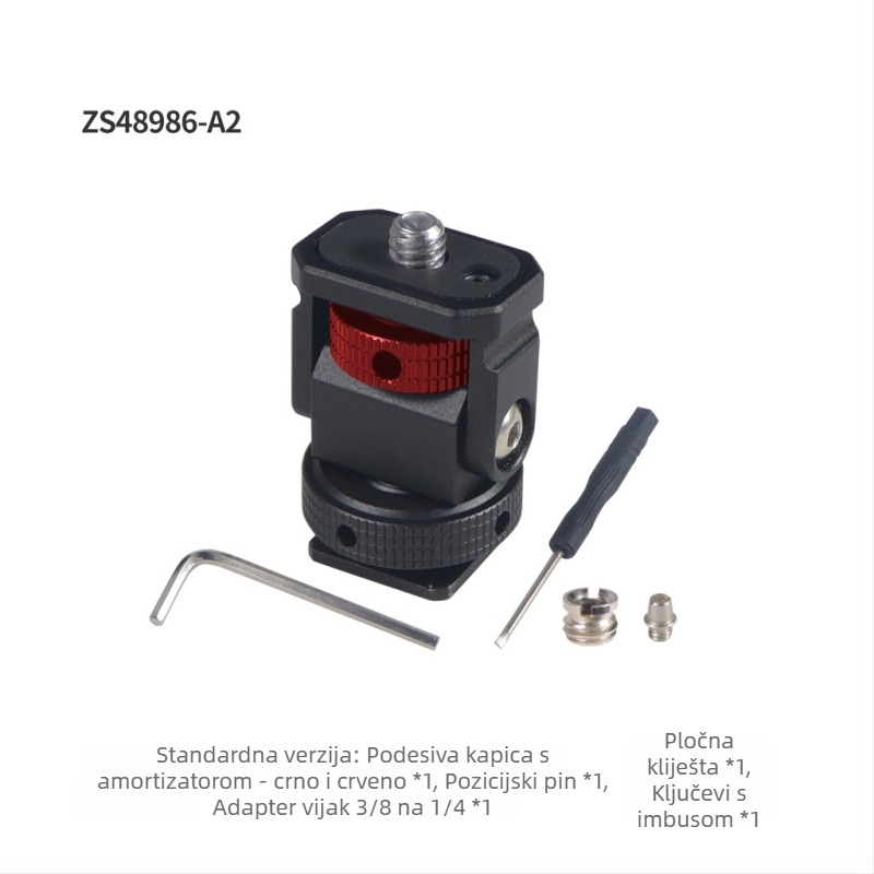 Univerzalni šnek-gimbal s mini hladnom cipom (hladna cipela), aluminijski spoj za tripod vijak adapter za DSLR i bez ogledala (mirrorless) — ručna ugradnja, horizontalno 360°, vertikalno 180°