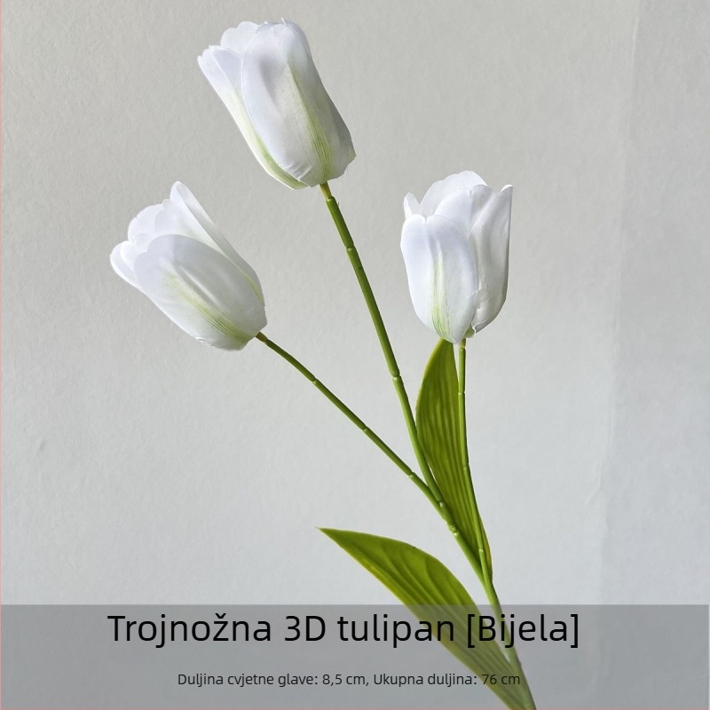 Flower Time 3D svilen tulipan cvijet, jedna grančica, reljefna izrada za vjenčanja i dekor