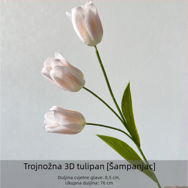 Flower Time 3D svilen tulipan cvijet, jedna grančica, reljefna izrada za vjenčanja i dekor