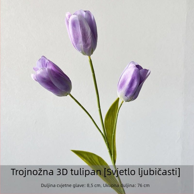 Flower Time 3D svilen tulipan cvijet, jedna grančica, reljefna izrada za vjenčanja i dekor