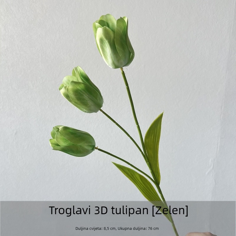 Flower Time 3D svilen tulipan cvijet, jedna grančica, reljefna izrada za vjenčanja i dekor