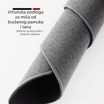 Ogromna podloga za miš od pamuka i lana s gumom, debela, za radni stol i računalo, jednobojni minimalistički dizajn