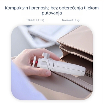 T151 Prijenosni stativ za telefon, univerzalan za mirrorless i akcijske kamere — Kuglasta glava, aluminijska legura, nosivost 1 kg, težina 110 g