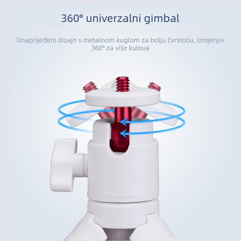 T151 Prijenosni stativ za telefon, univerzalan za mirrorless i akcijske kamere — Kuglasta glava, aluminijska legura, nosivost 1 kg, težina 110 g