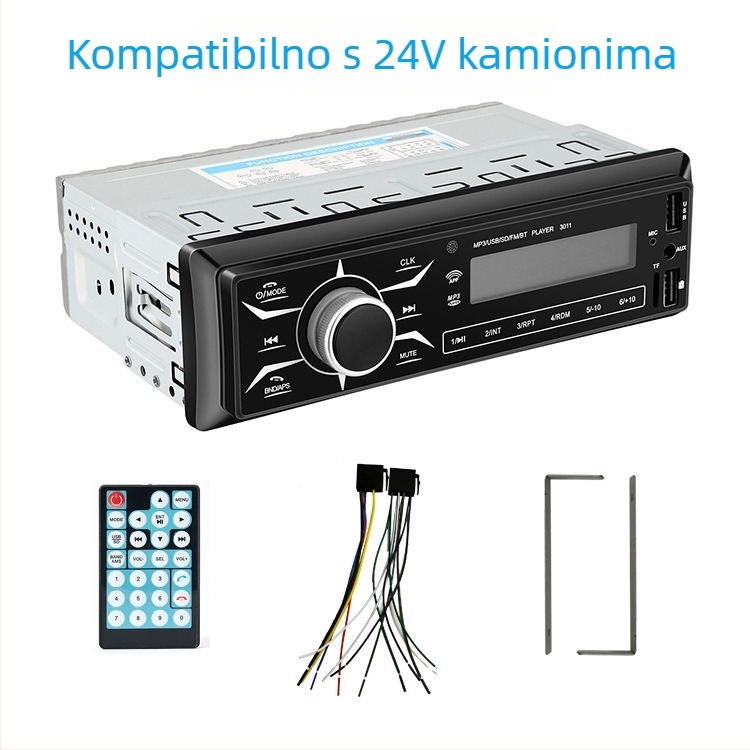 Semaitu automobil MP3 player Bluetooth, USB/SD čitač, model 520, ABS kućište, napajanje 12V/24V