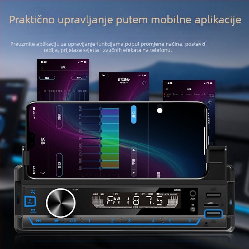 Semaitu automobil MP3 player Bluetooth, USB/SD čitač, model 520, ABS kućište, napajanje 12V/24V