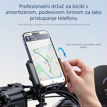 Držač za mobitel za bicikl, aluminijska legura, univerzalni, otporan na udarce, prilagodljiv