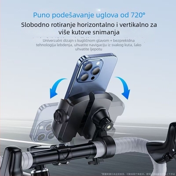 Držač za mobitel za bicikl, aluminijska legura, univerzalni, otporan na udarce, prilagodljiv