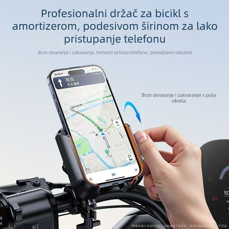 Držač za mobitel za bicikl, aluminijska legura, univerzalni, otporan na udarce, prilagodljiv