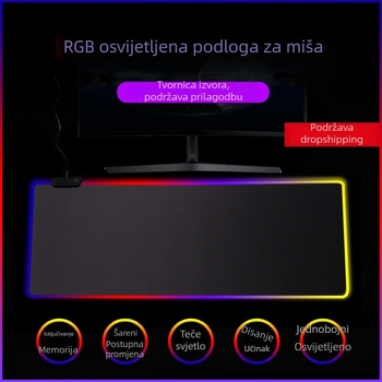 RGB svijetleća gaming podloga za stol, extra velika podloga za miša 300×800 mm, USB hub