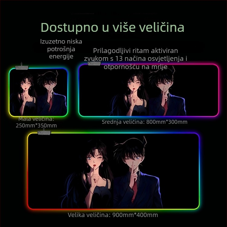 RGB svijetleća gaming podloga za stol, extra velika podloga za miša 300×800 mm, USB hub