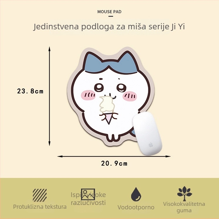 Miš-podloga u obliku kapibare za ured i igre; površina od kože i gume; crtić dizajn; protuklizna podloga; podloga za stol i tipkovnicu.