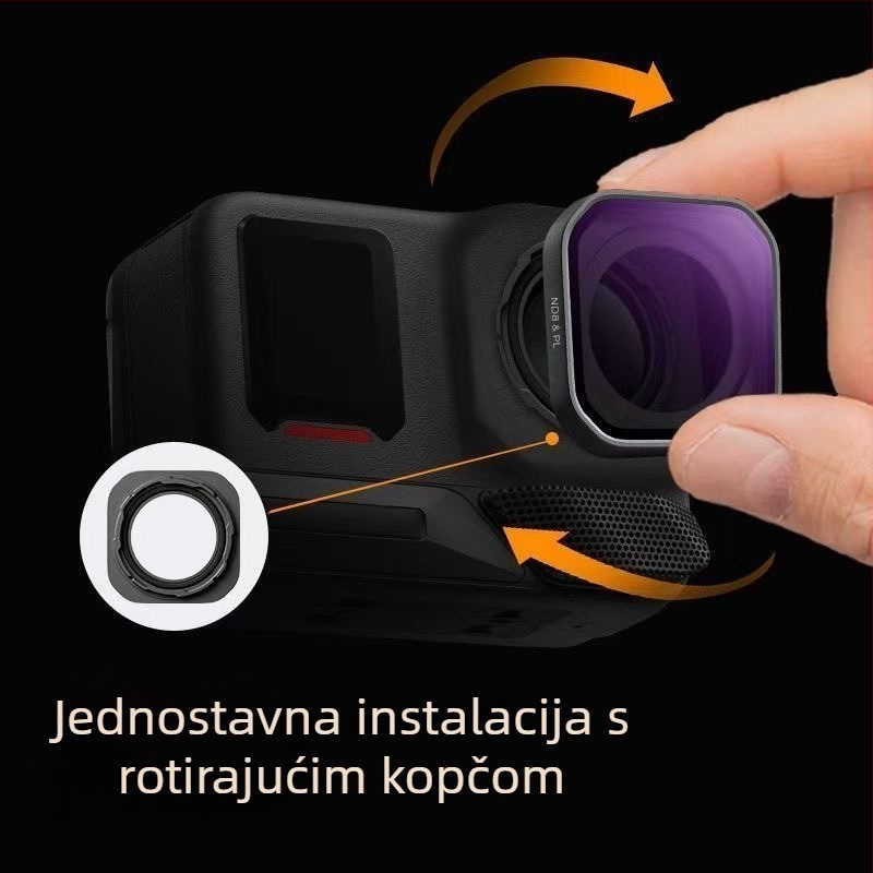 Set filtara za ShadowStone 360Acepro2 sportske kamere: CPL polarizirani filter, ND8/ND16/ND32 filtri, silikon konstrukcija
