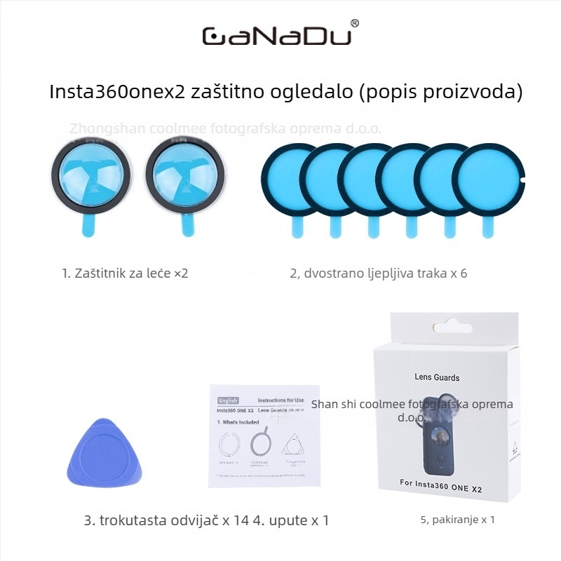 Zaštitni pokrov objektiva Insta360 X5X4X3X2 – Materijal PC/Staklo, Otporno na ogrebotine, Zaštitni poklopac za panoramsku akcijsku kameru