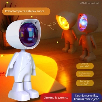 Robot noćno svjetlo zalaska s temom astronauta — mini šarena noćna svjetiljka za fotografiranje