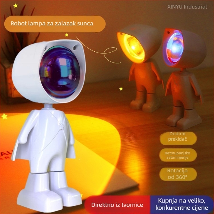 Robot noćno svjetlo zalaska s temom astronauta — mini šarena noćna svjetiljka za fotografiranje