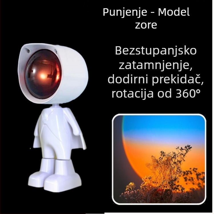 Robot noćno svjetlo zalaska s temom astronauta — mini šarena noćna svjetiljka za fotografiranje