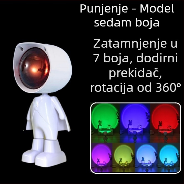 Robot noćno svjetlo zalaska s temom astronauta — mini šarena noćna svjetiljka za fotografiranje