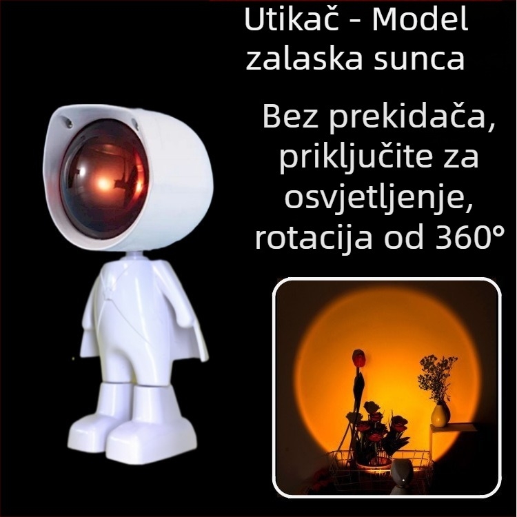 Robot noćno svjetlo zalaska s temom astronauta — mini šarena noćna svjetiljka za fotografiranje