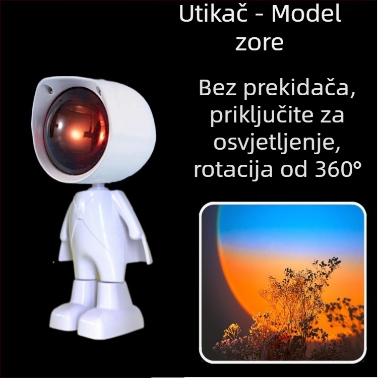 Robot noćno svjetlo zalaska s temom astronauta — mini šarena noćna svjetiljka za fotografiranje