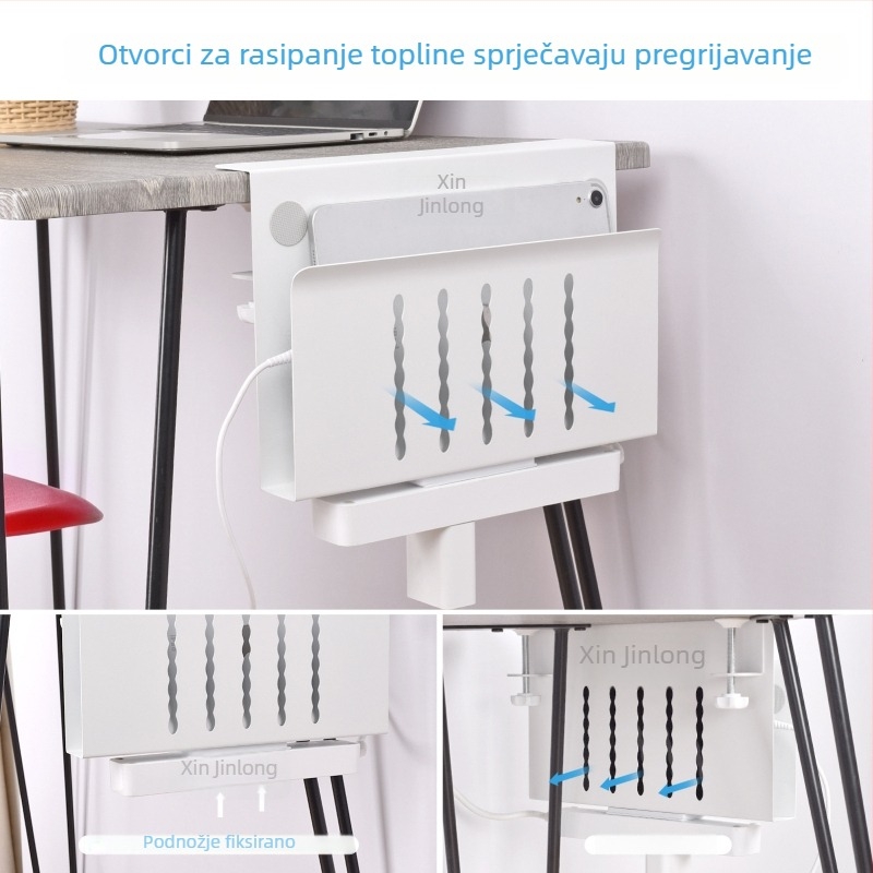 Stalak za stol za prijenosna računala, tablete i telefone s višenamjenskim spremištem i hlađenjem