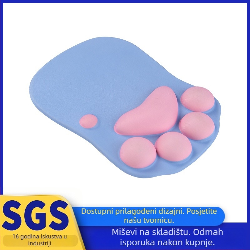 Desk mat s silikonovim naslonom za zglob, materijal tkanina + silikon + PU, jednostrana, model Cat Claw 340g, OEM/prilagođene slike