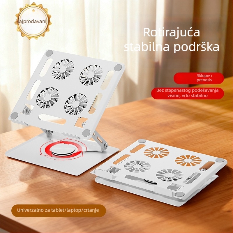 Stalak za laptop – čelični rotirajući stalak, podesiva visina, hlađenje, prijenosno, univerzalni model 906 (kabel 40 cm, težina 1,3 kg)
