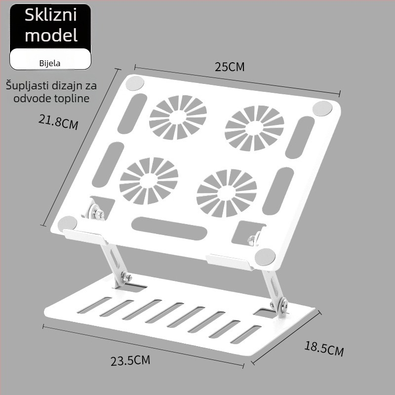 Stalak za laptop – čelični rotirajući stalak, podesiva visina, hlađenje, prijenosno, univerzalni model 906 (kabel 40 cm, težina 1,3 kg)