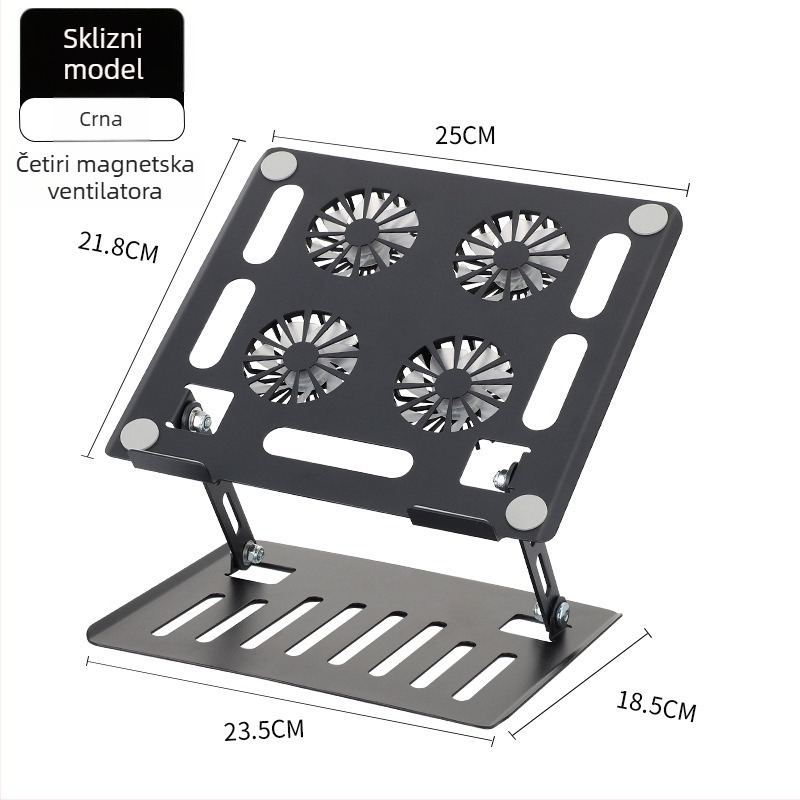 Stalak za laptop – čelični rotirajući stalak, podesiva visina, hlađenje, prijenosno, univerzalni model 906 (kabel 40 cm, težina 1,3 kg)