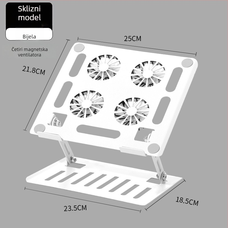 Stalak za laptop – čelični rotirajući stalak, podesiva visina, hlađenje, prijenosno, univerzalni model 906 (kabel 40 cm, težina 1,3 kg)