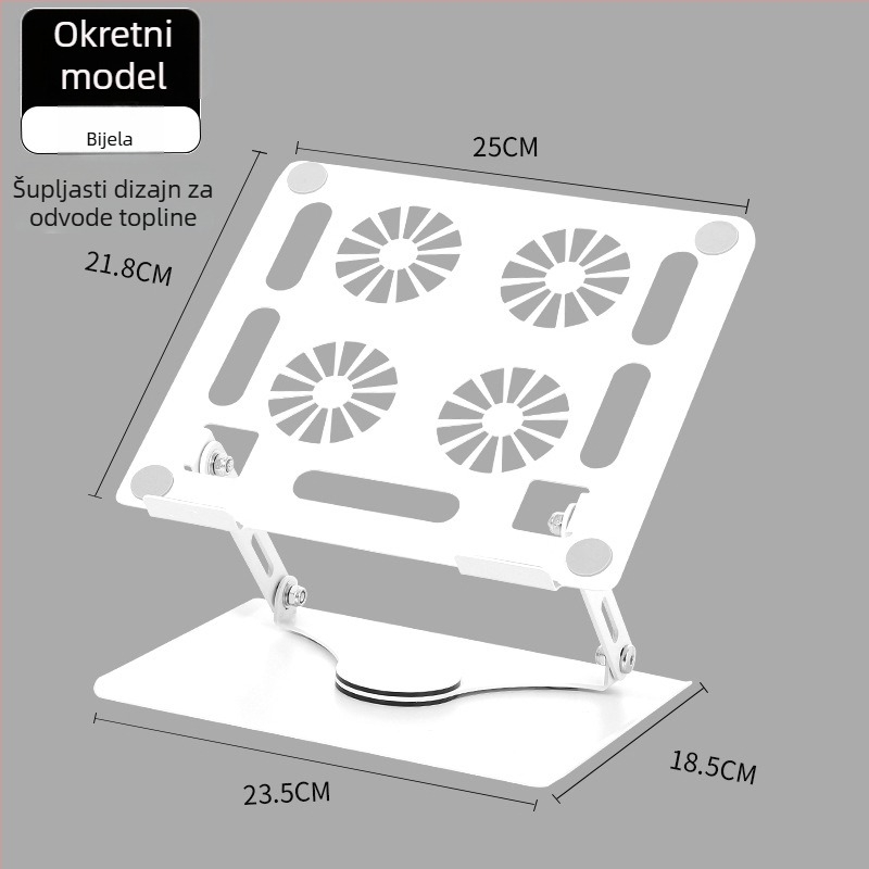 Stalak za laptop – čelični rotirajući stalak, podesiva visina, hlađenje, prijenosno, univerzalni model 906 (kabel 40 cm, težina 1,3 kg)