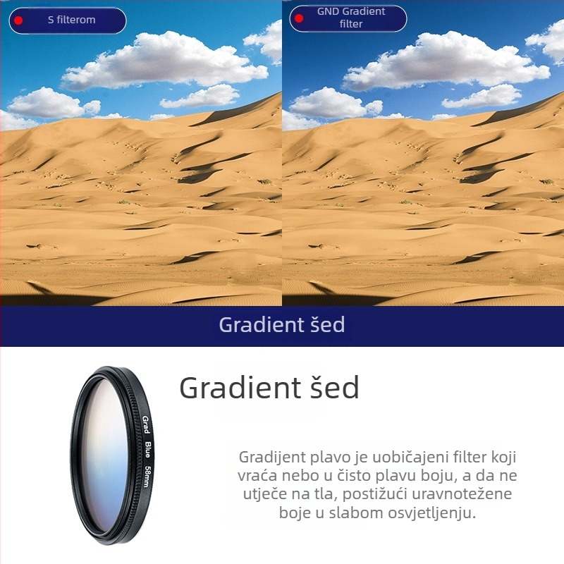 Set filtera s gradijentom 5-u-1 za SLR fotoaparat, univerzalni nosač, uključuje 3 krpice za čišćenje, OEM obrada